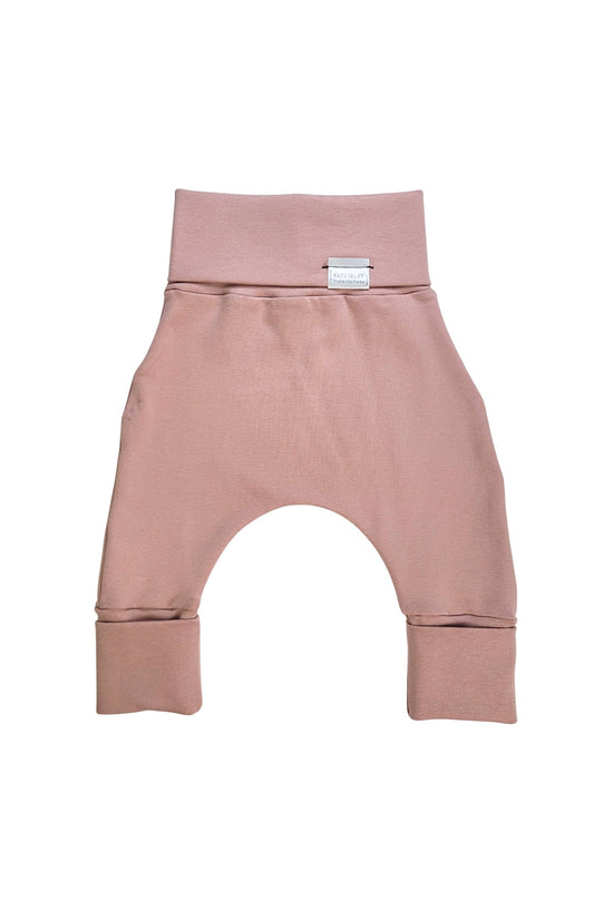 Grow With Me Pants in Strawberry Pink for toddler, made in Canada. Front view