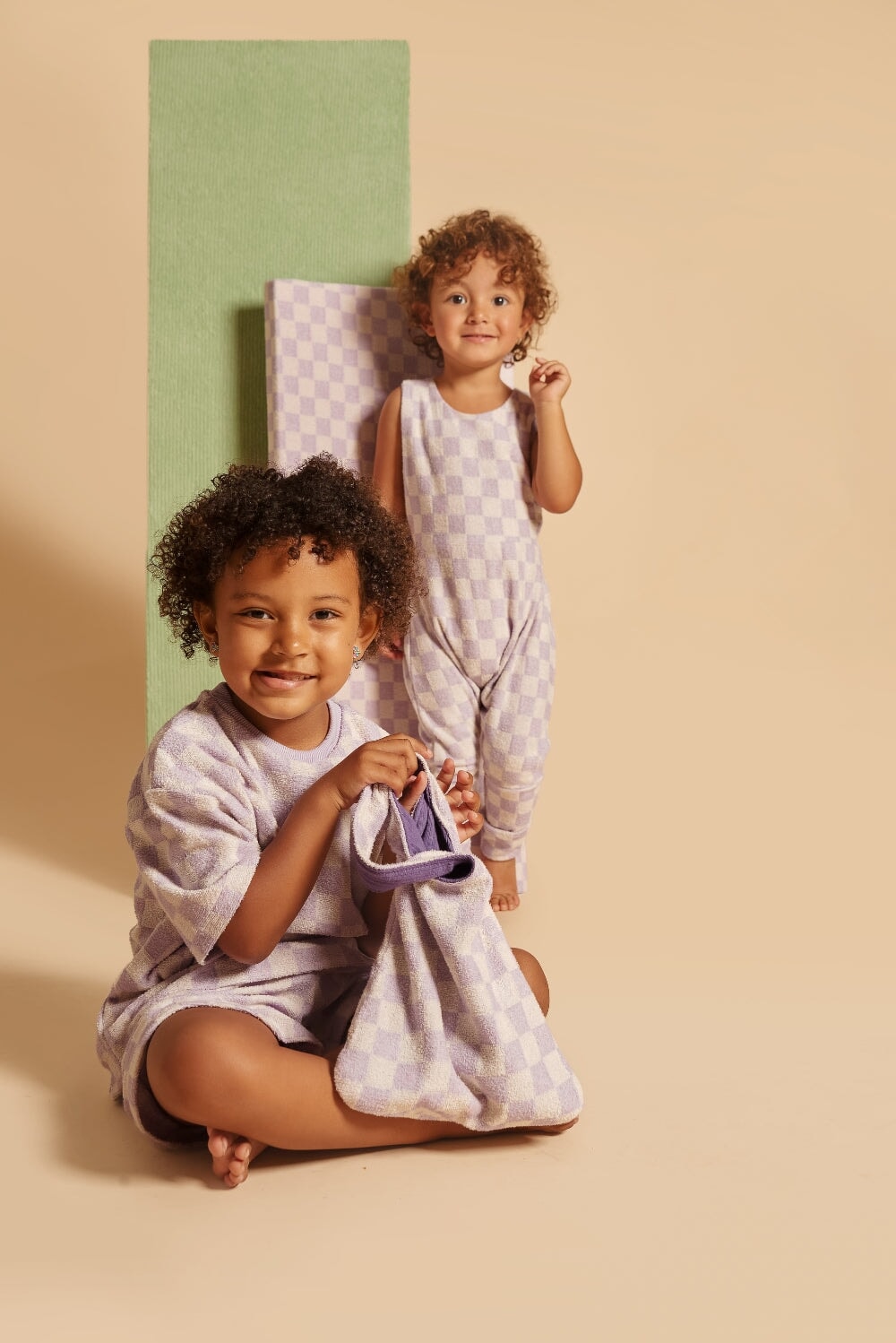 Grow With Me Overalls | Lavender Macaron Checkered