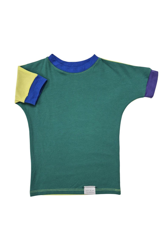 Grow with me t-shirt for toddlers made with fabrics left over eco friendly