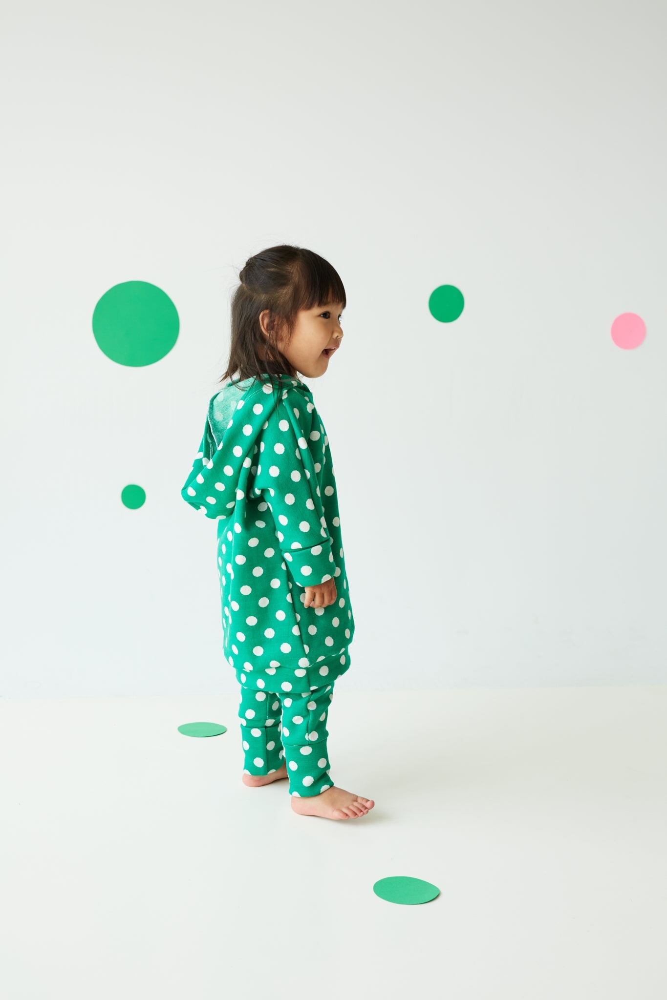 Grow With Me Hoodie | Green + Polka Dots