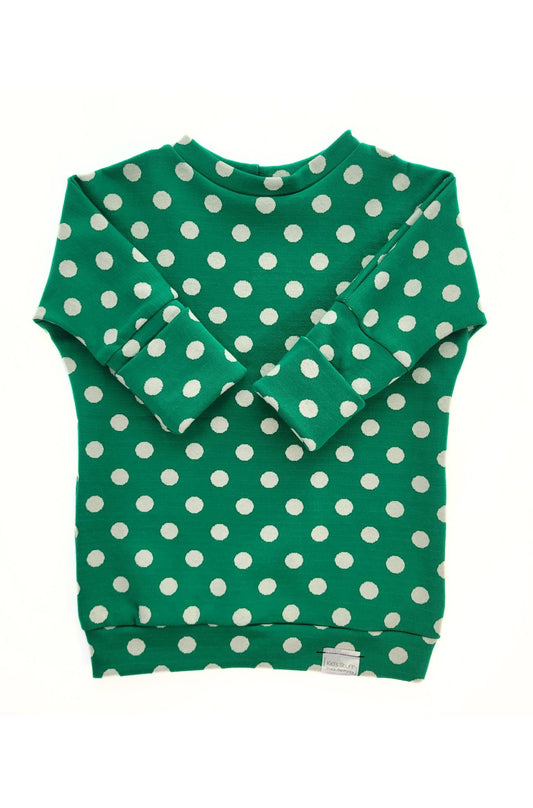 Grow With Me Sweater | Green + Polka Dots