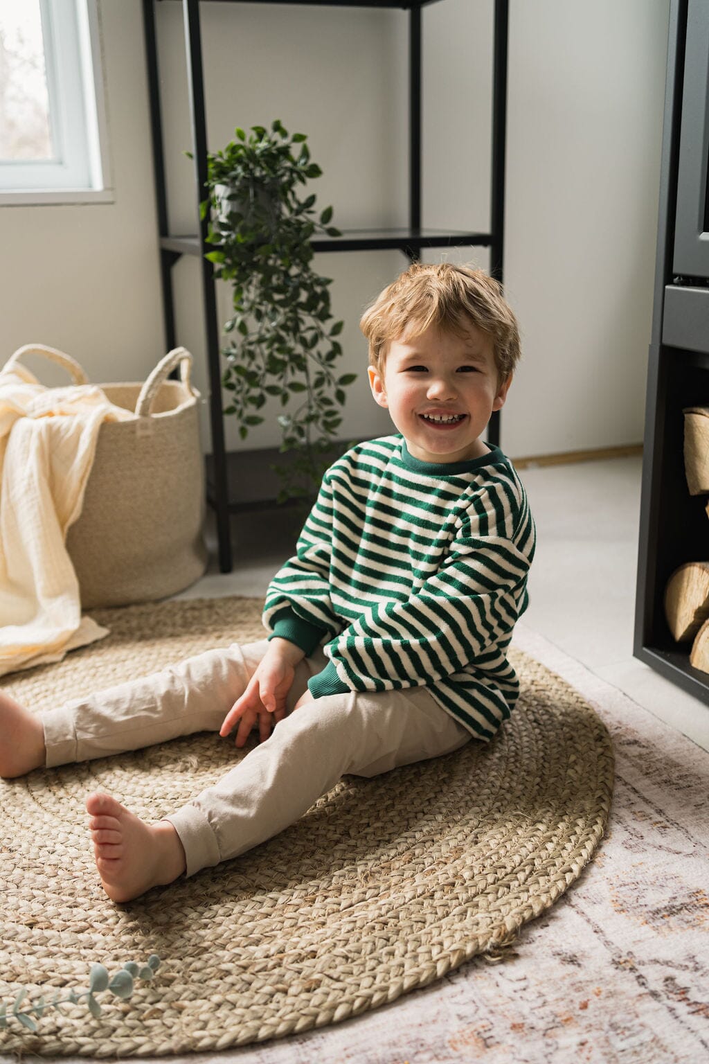Oversize Sweater | Jungle Green Stripes Kid's Stuff [Trucs d'enfants] 