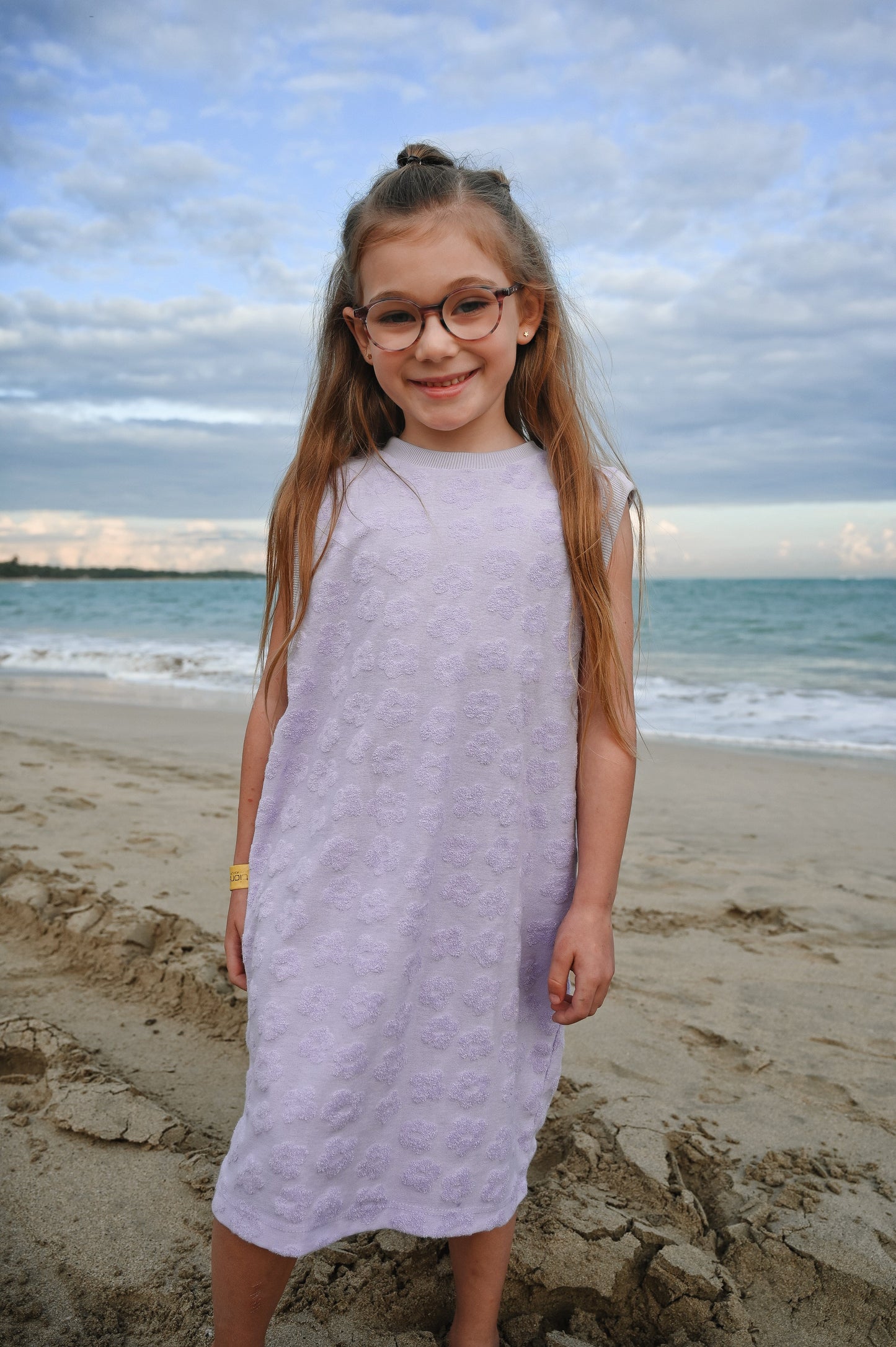 Lilac summer dress made in Montreal, Canada with eco friendly fabrics for your fast growing minis