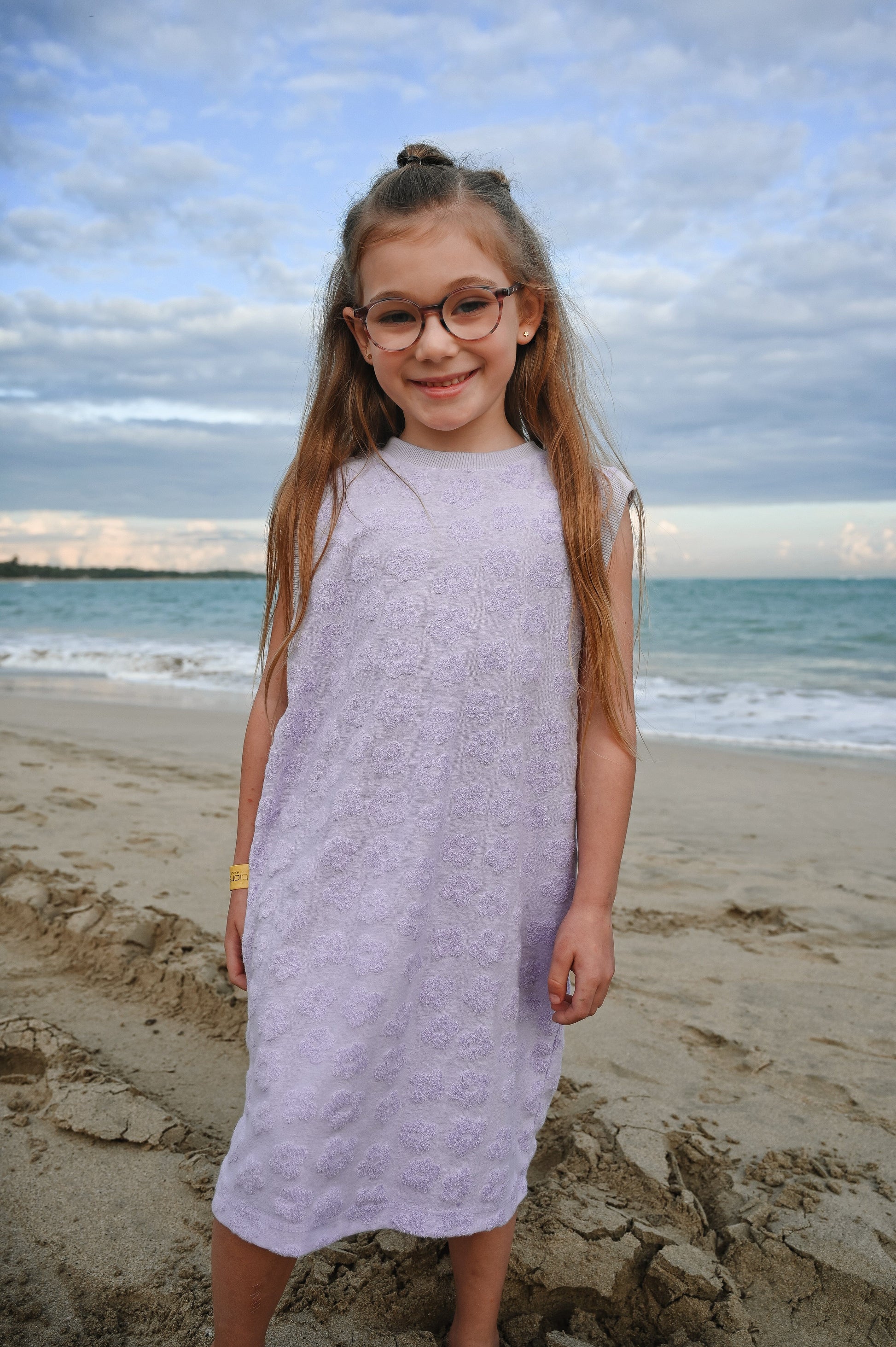 Lilac summer dress made in Montreal, Canada with eco friendly fabrics for your fast growing minis