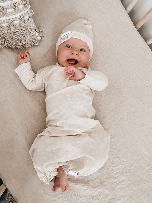 Newborn Set Gown | Heather Cream