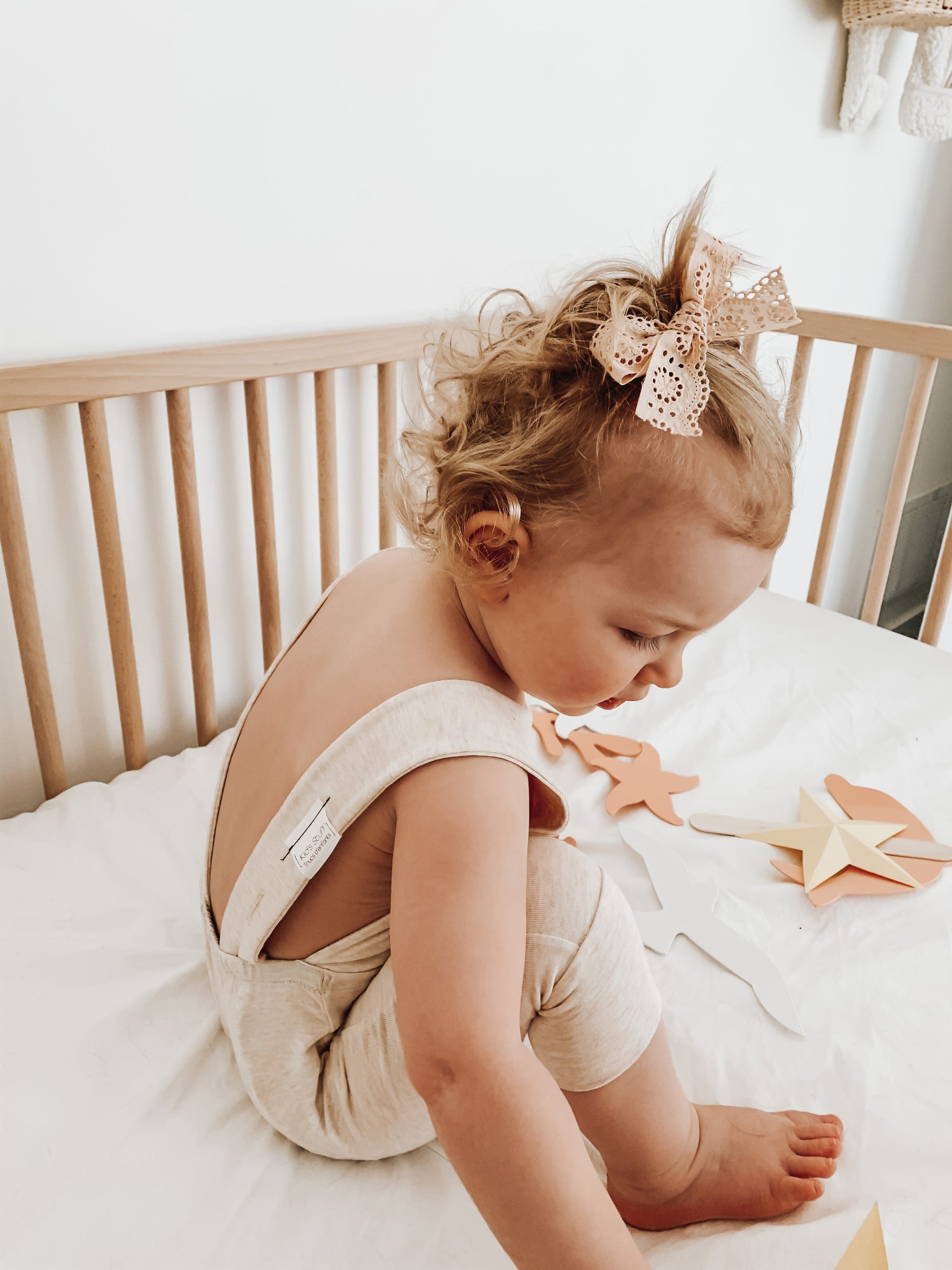 Grow With Me Shorts Overalls | Heather Cream